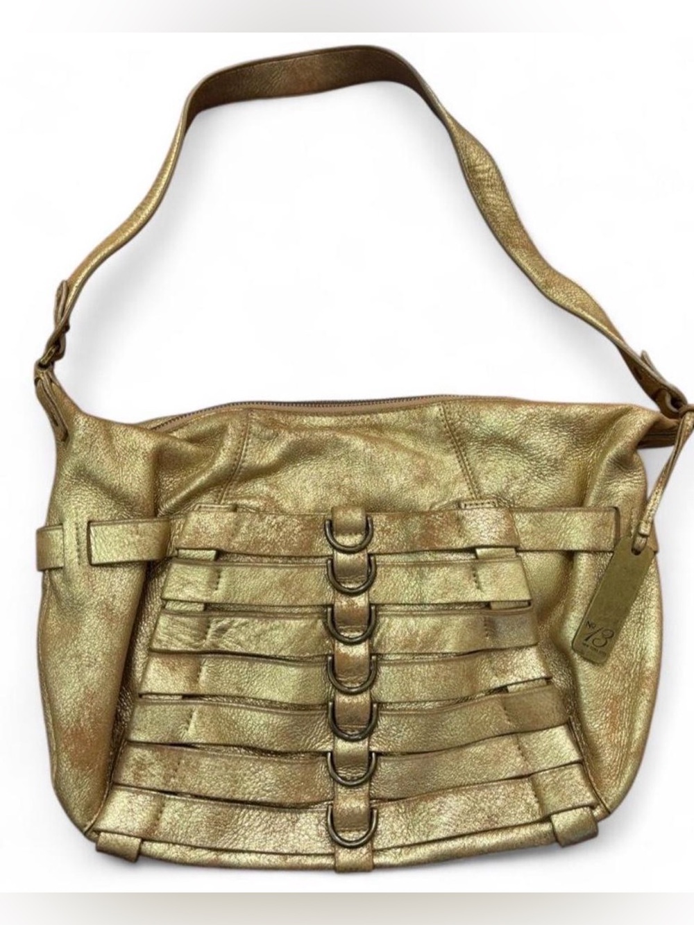 Botkier Metallic Gold Distressed Hobo Shoulder Bag